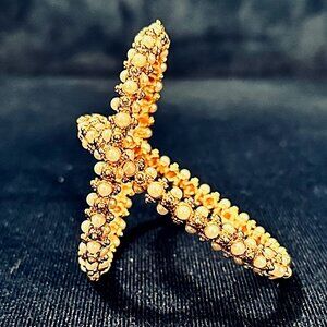 SET of 2 Gold Plated Pearl Studded Statement Bangles Bracelets Jewelry Gift NEW